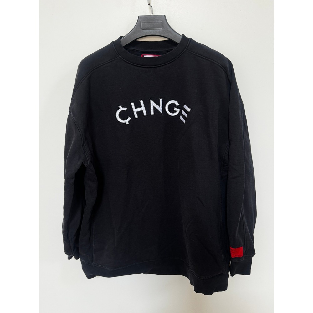 CHNGE Mens Large Black Organic Cotton Heavyweight Crewneck Sweatshirt Oversized